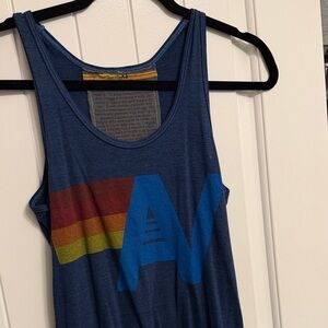 Aviator Nation Blue Tank with Rainbow Stripes